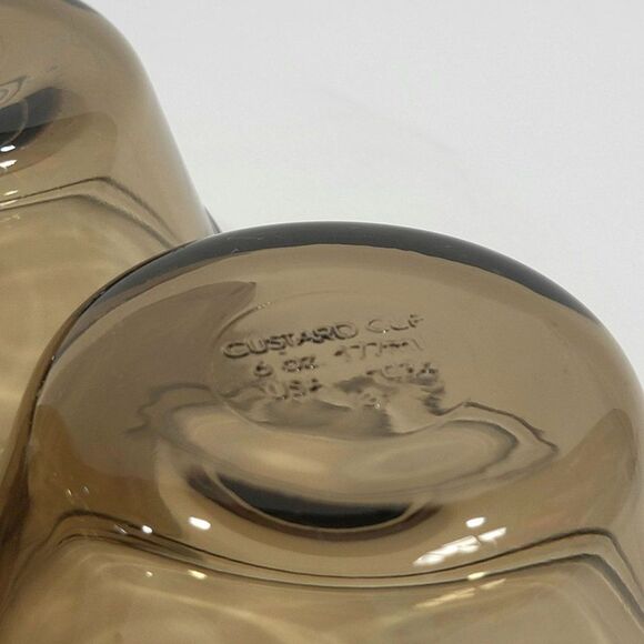 Set of 4 Vintage Anchor Hocking Custard Amber Smoke Glass 1034 Custard C… - Picture 4 of 9